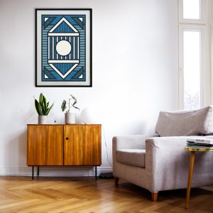 parthenon mixali blue rug framed